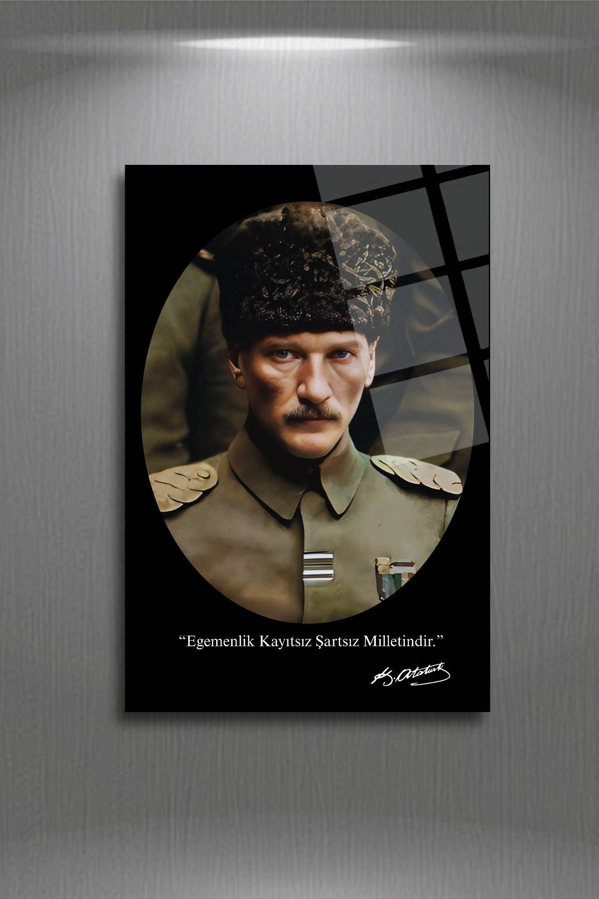 Atatürk Cam Tablo 344 "Egemenlik Kayıtsız Şartsız Milletindir." - 45 x 65