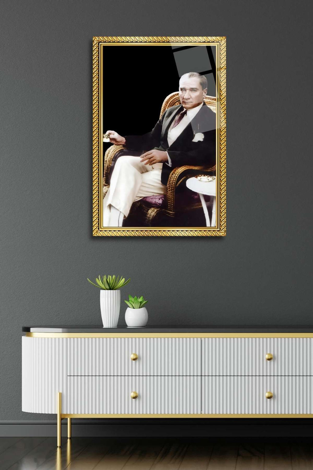 Mustafa Kemal Atatürk Cam Tablosu 320 - 45 x 65