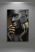 Afrikalı Kadın Tablosu, Kırılmaya Dayanıklı Cam Tablo 256 - 30 x 45