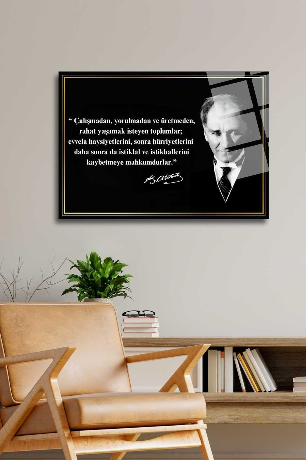 Mustafa Kemal Atatürk Cam Tablo 282 - 45 x 65