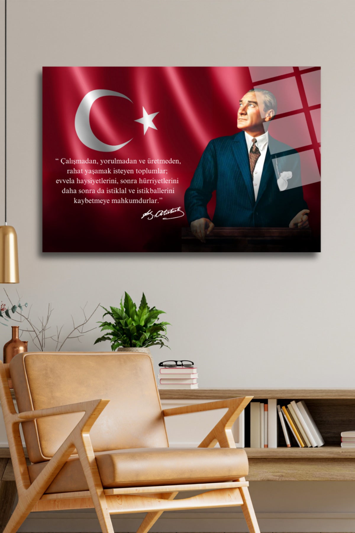 Mustafa Kemal Atatürk Cam Tablo 78 - 60 x 90