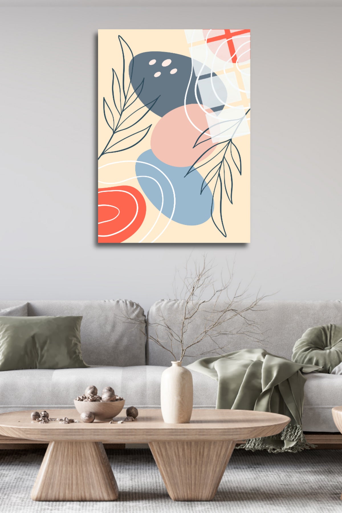 Yapraklar ve Taşlar, Bohem Tarzı Cam Tablo 178 - 60 x 90
