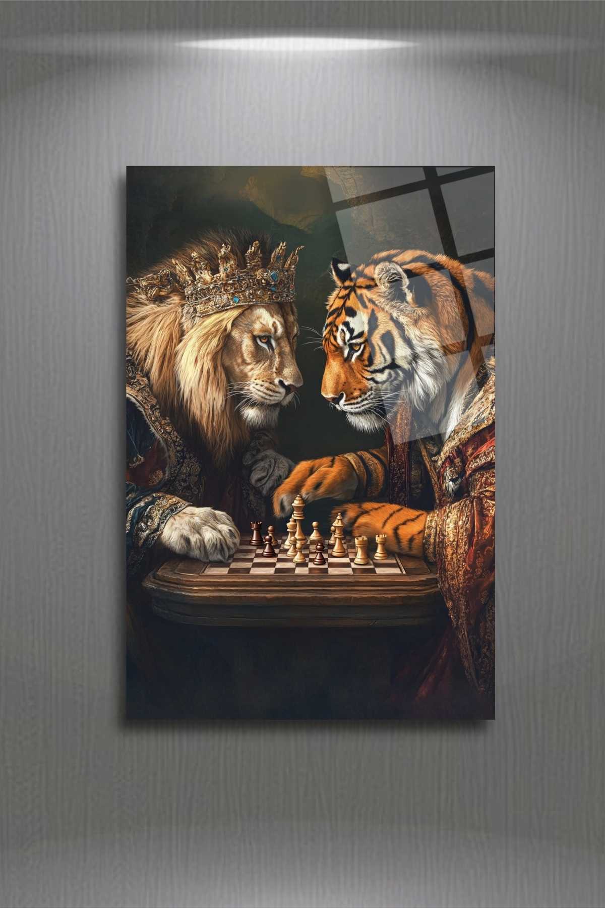 Satranç, Aslan ve Kaplan, Cam Tablo 135 - 30 x 45