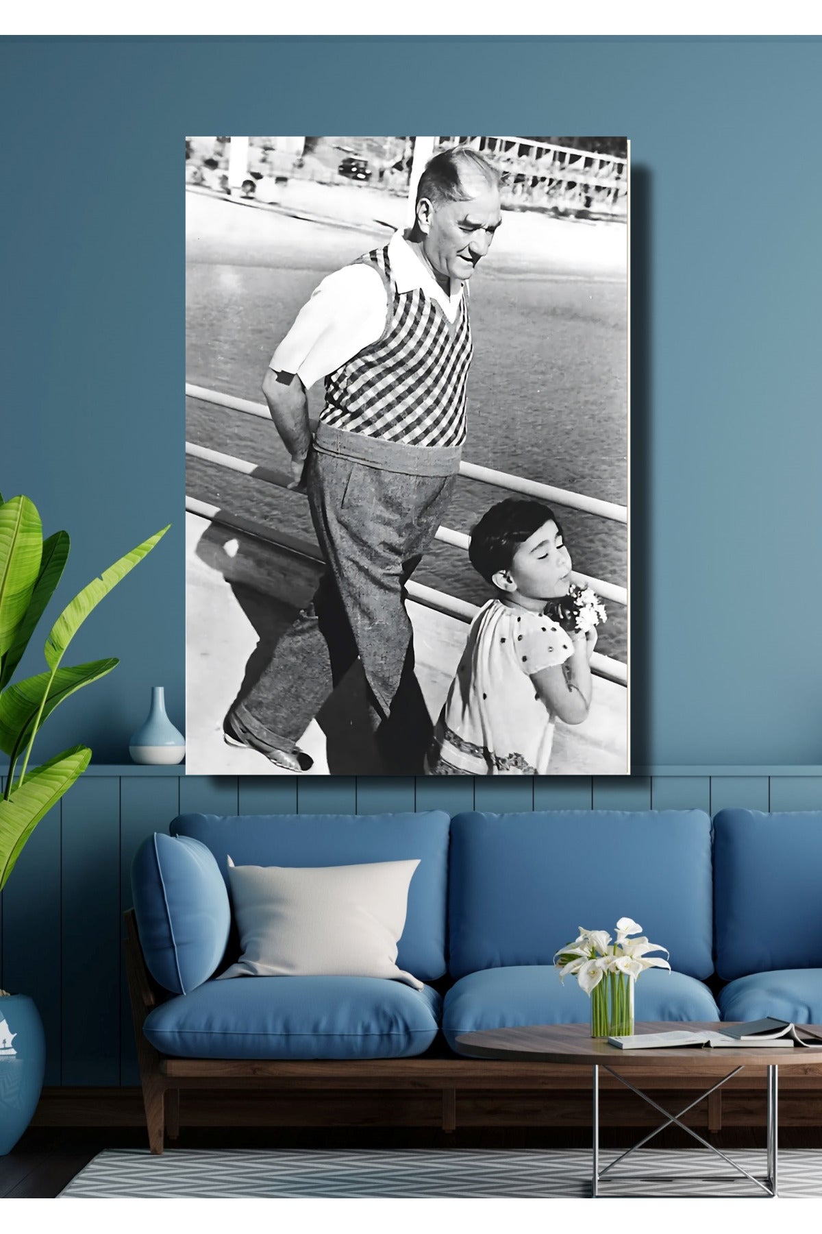 Atatürk ve Çocuk Cam Tablo 61 - 45 x 65