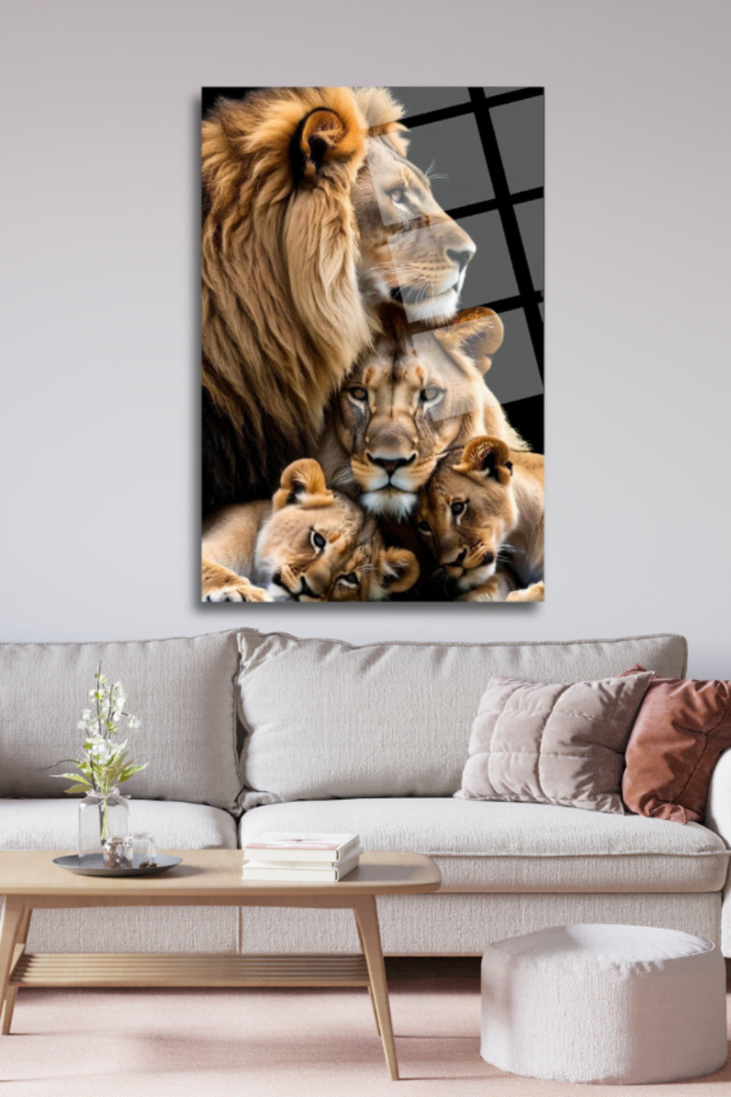 Aslan Ailesi, Cam Tablo 183 - 60 x 90