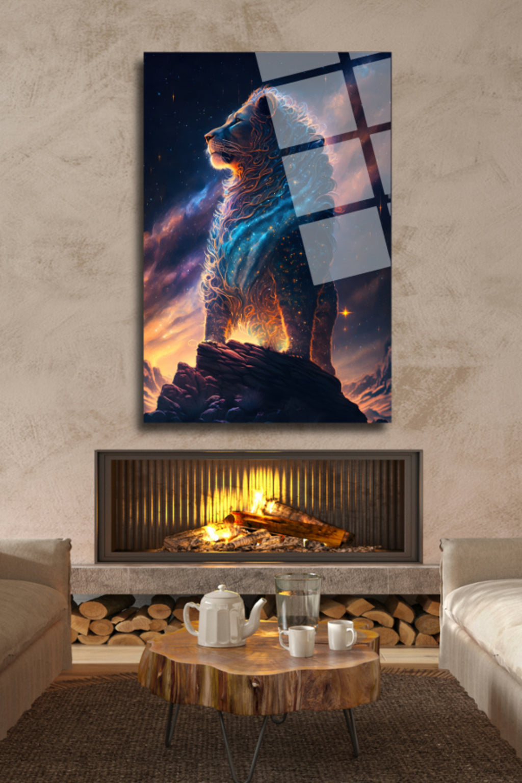 Aslan Tablosu, Yüksek Çözünürlüklü Dayanıklı Cam Tablo 191 - 45 x 65