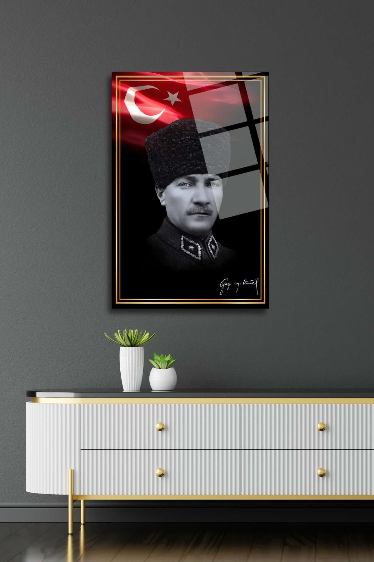 Mustafa Kemal Atatürk Cam Tablo 369 - 45 x 65