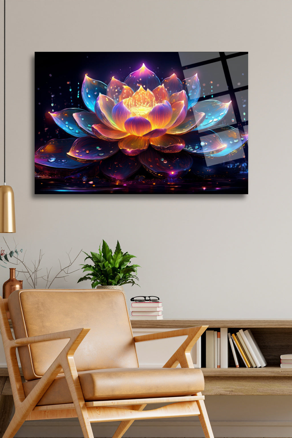 Lotus Çiçeği Cam Tablo 105 - 45 x 65