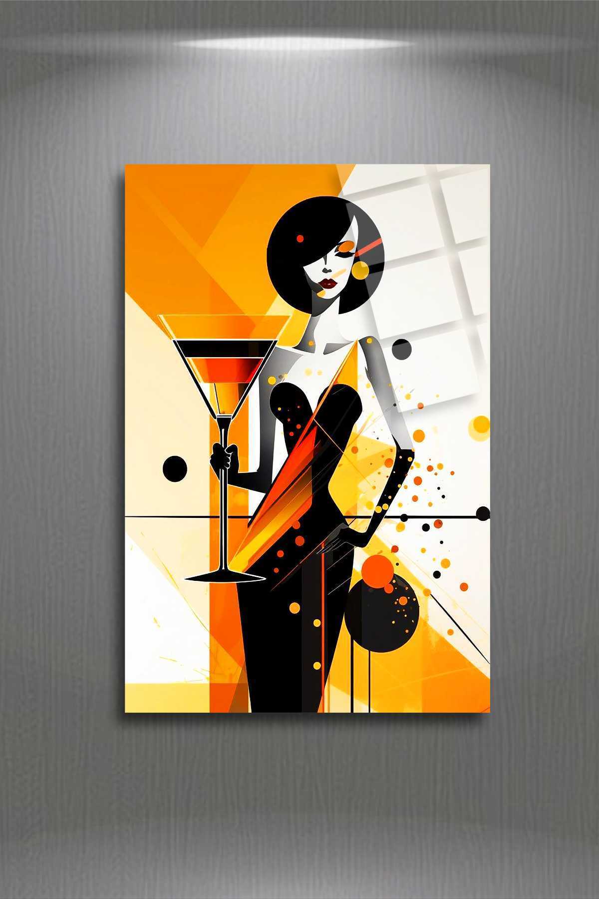 Kokteyl,Modern Sanat Cam Tablo 40 - 30 x 45