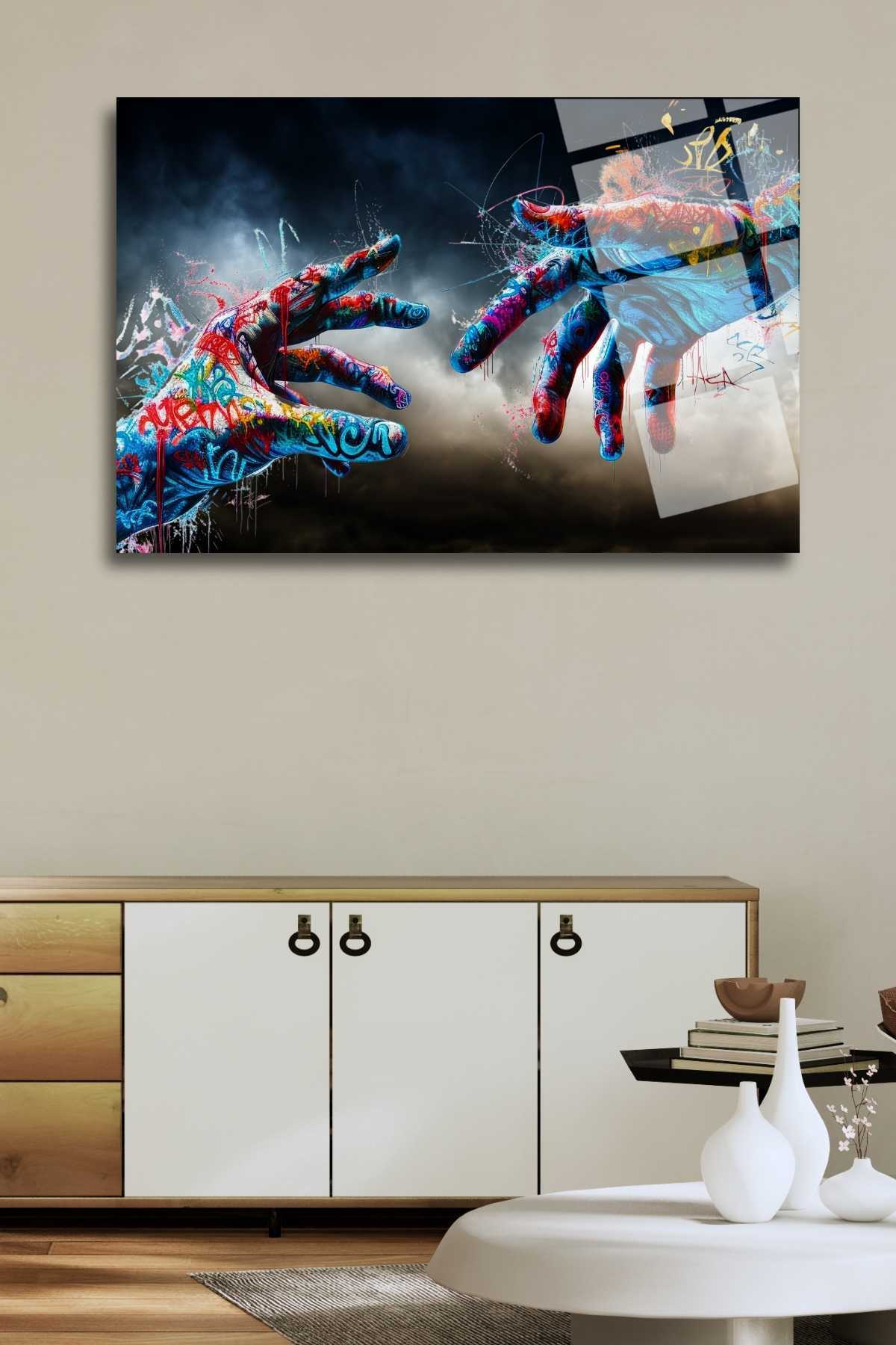 Dokunuş ve Eller, Kırılmaya Dayanıklı Cam Tablo 205 - 45 x 65