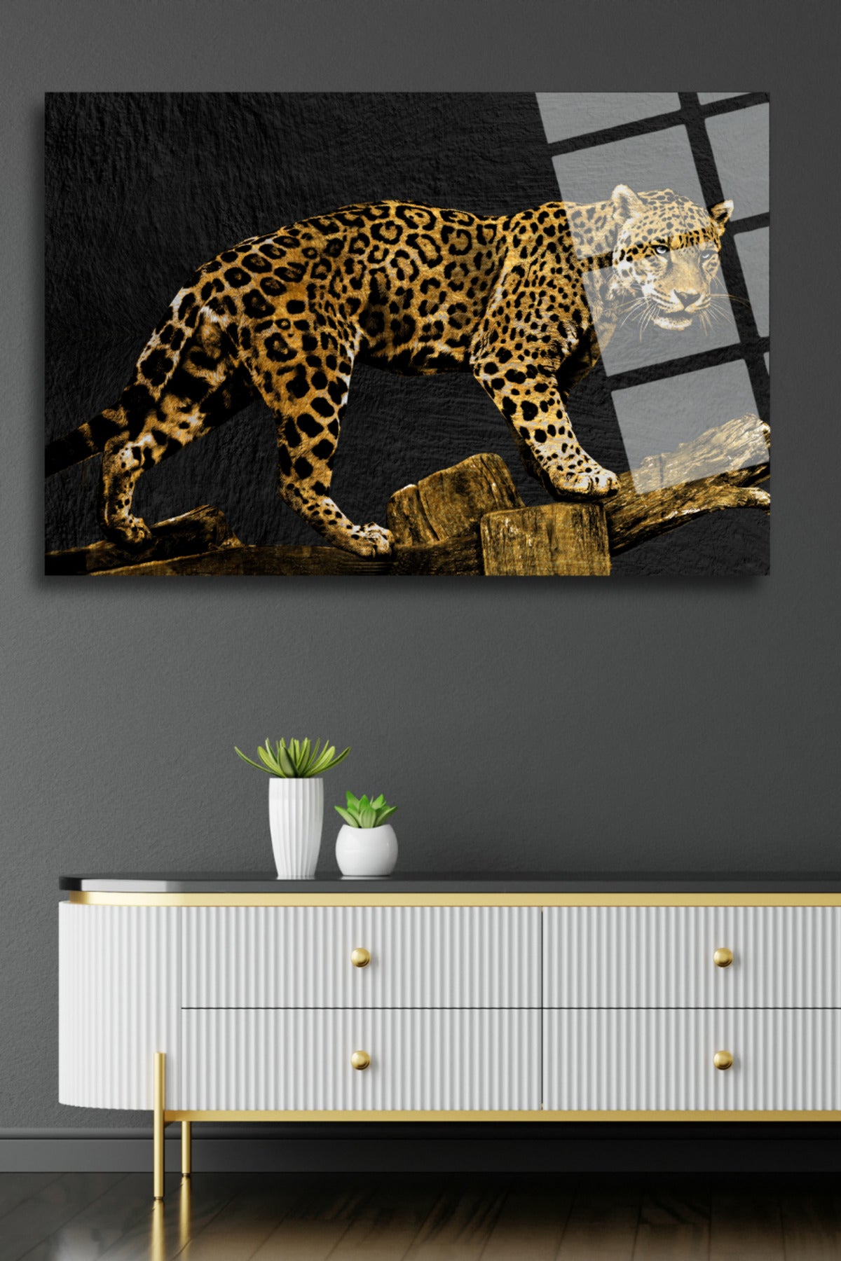 Leopar,  Kırılmaya Dayanıklı, Yüksek Çözünürlüklü Cam Tablo 177 - 60 x 90