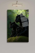 Siyah Jaguar Ailesi Cam Tablo 436 - 30 x 45