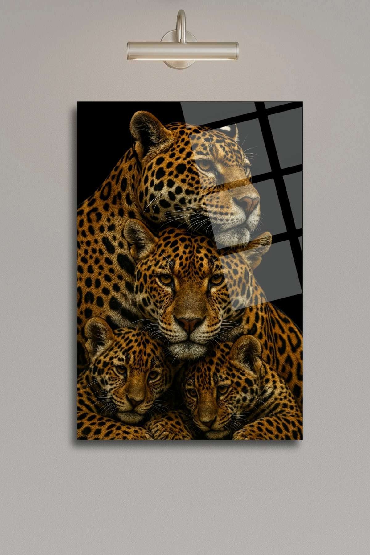 Jaguar Ailesi Cam Tablo 437 - 30 x 45