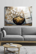 Vazo ve Çiçekler, Yüksek Çözünürlüklü, Dayanıklı Cam Tablo 208 - 30 x 45