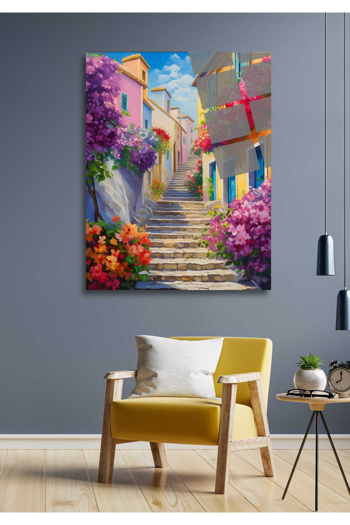 Çiçek Sokak Cam Tablo 74 - 30 x 45