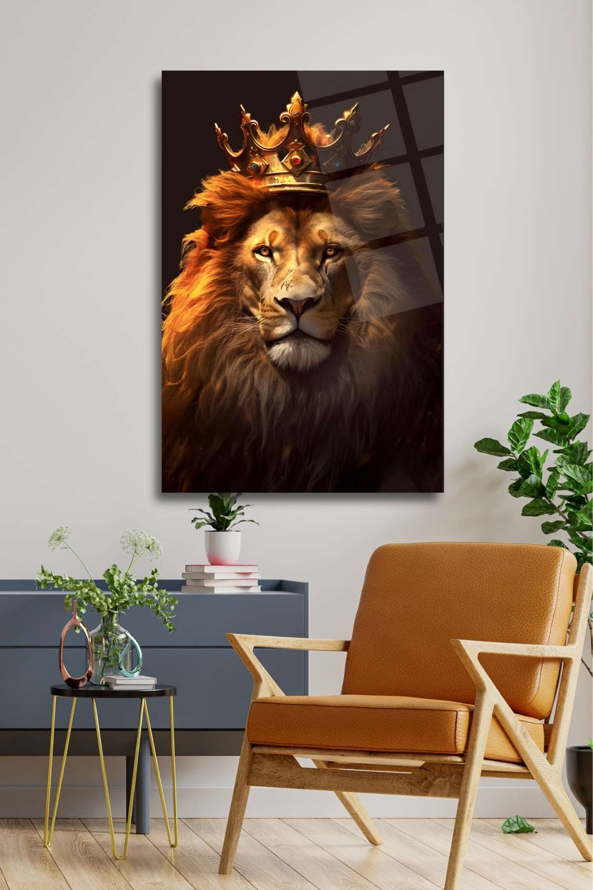 Aslan Tablosu, Aslan Kral Cam Tablo 298 - 60 x 90
