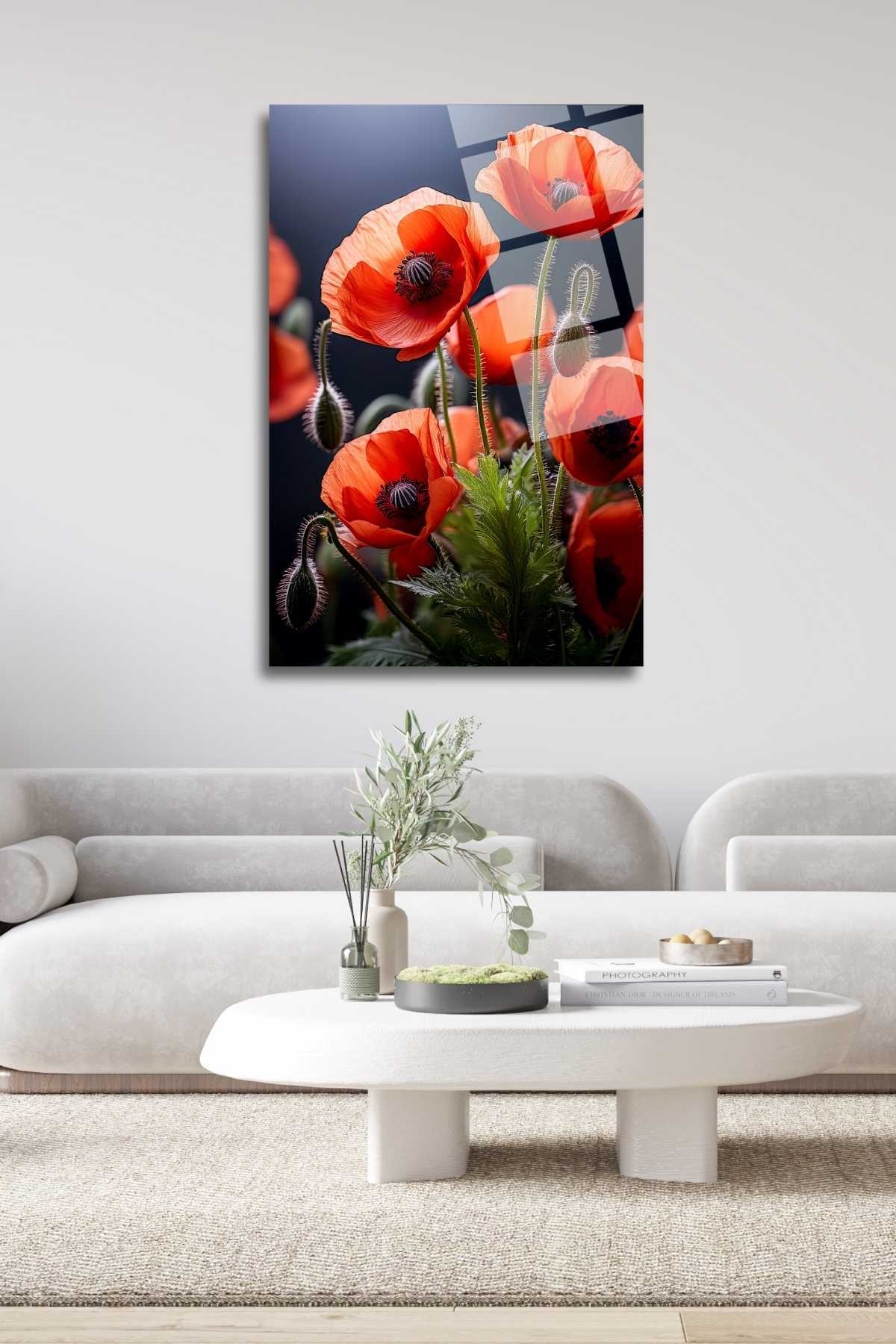 Gelincik Çiçekleri Cam Tablosu HMDS0273
