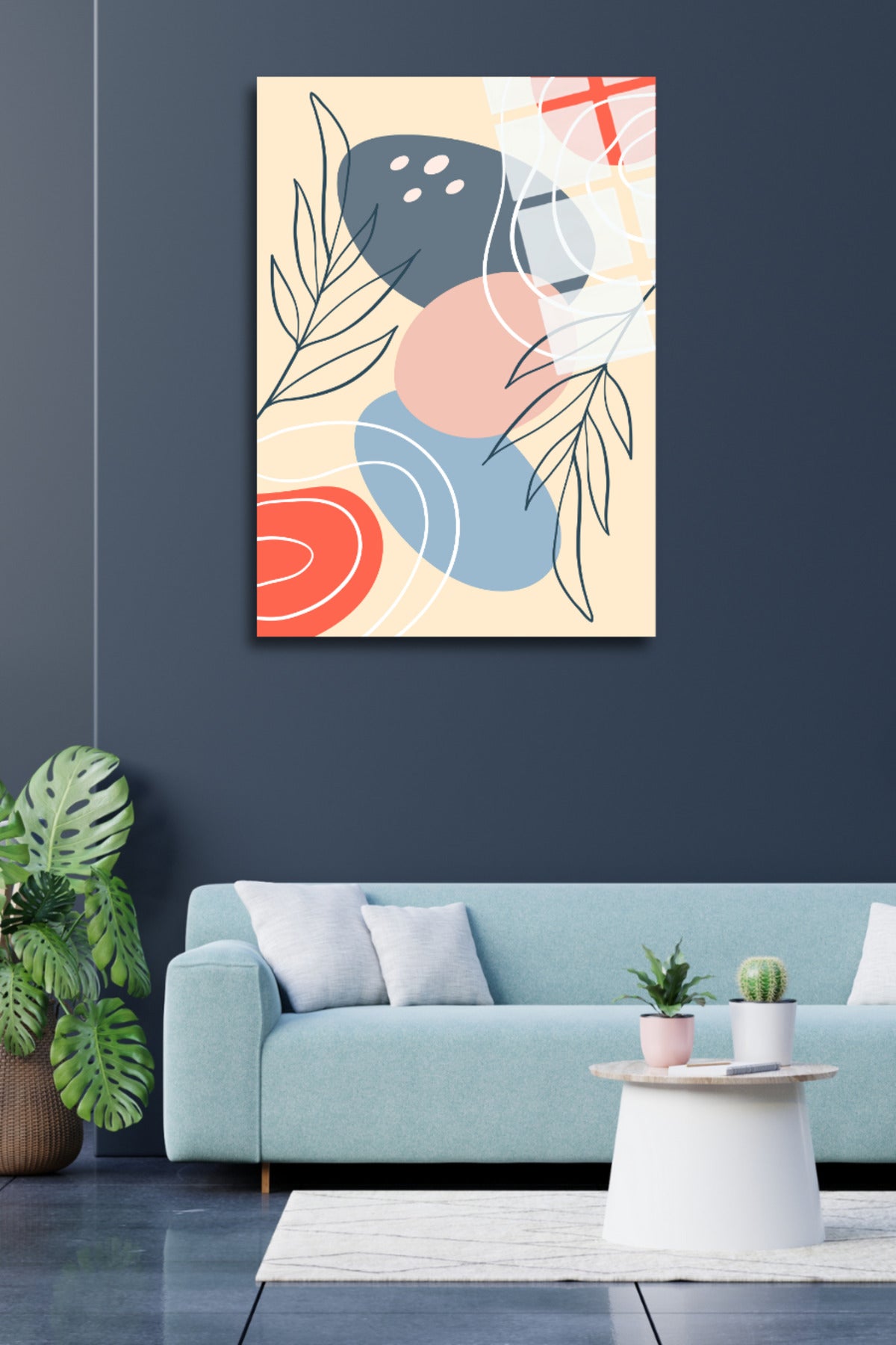 Yapraklar ve Taşlar, Bohem Tarzı Cam Tablo 178 - 45 x 65