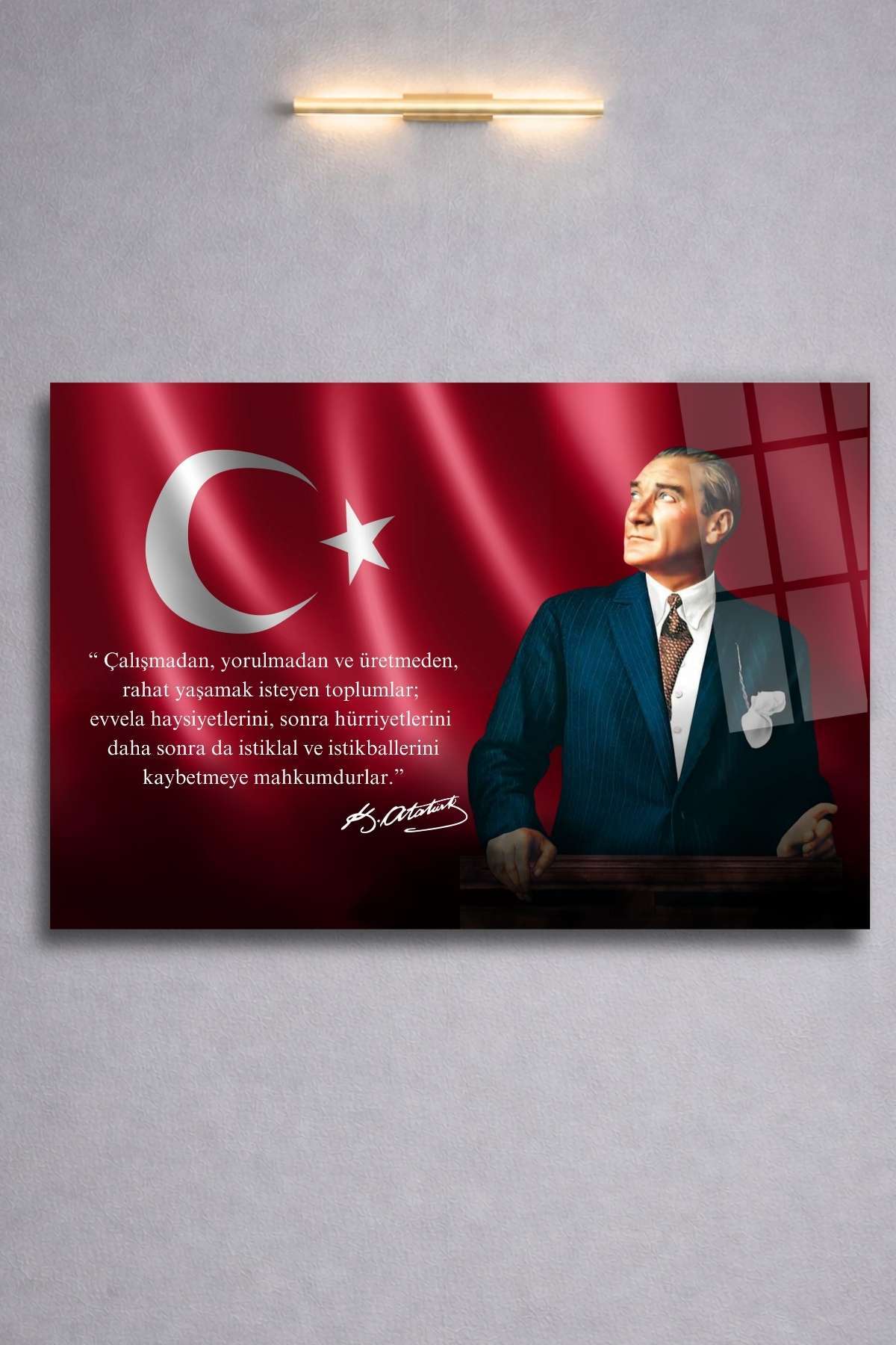 Mustafa Kemal Atatürk Cam Tablo 78 - 30 x 45