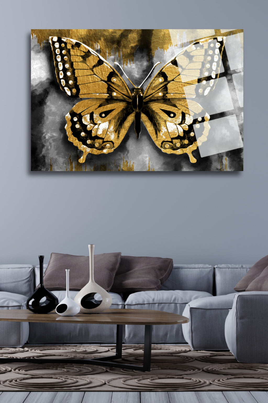 Kelebek,  Kırılmaya Dayanıklı, Yüksek Çözünürlüklü Cam Tablo 176 - 30 x 45