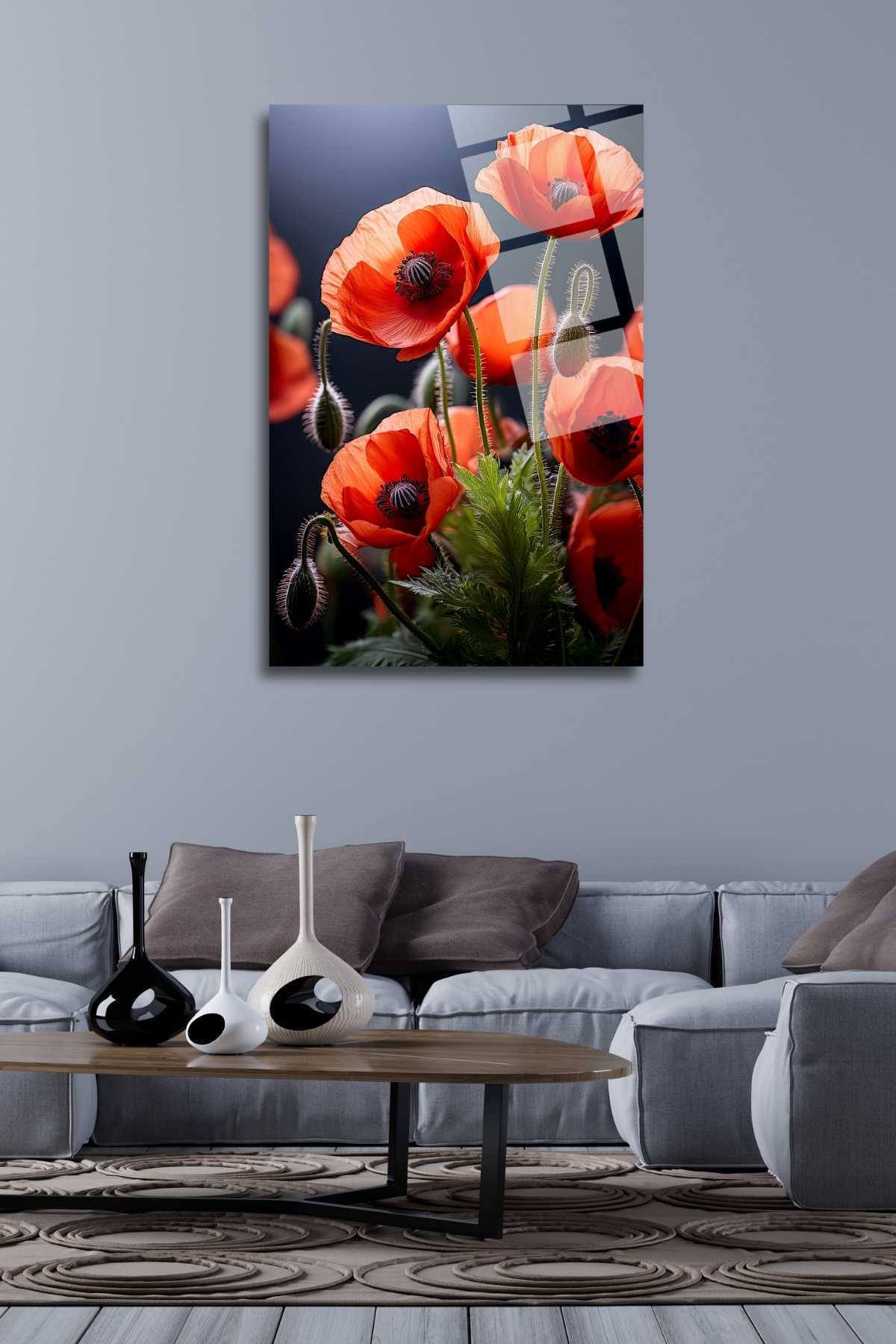 Gelincik Çiçekleri Cam Tablosu 273 - 60 x 90
