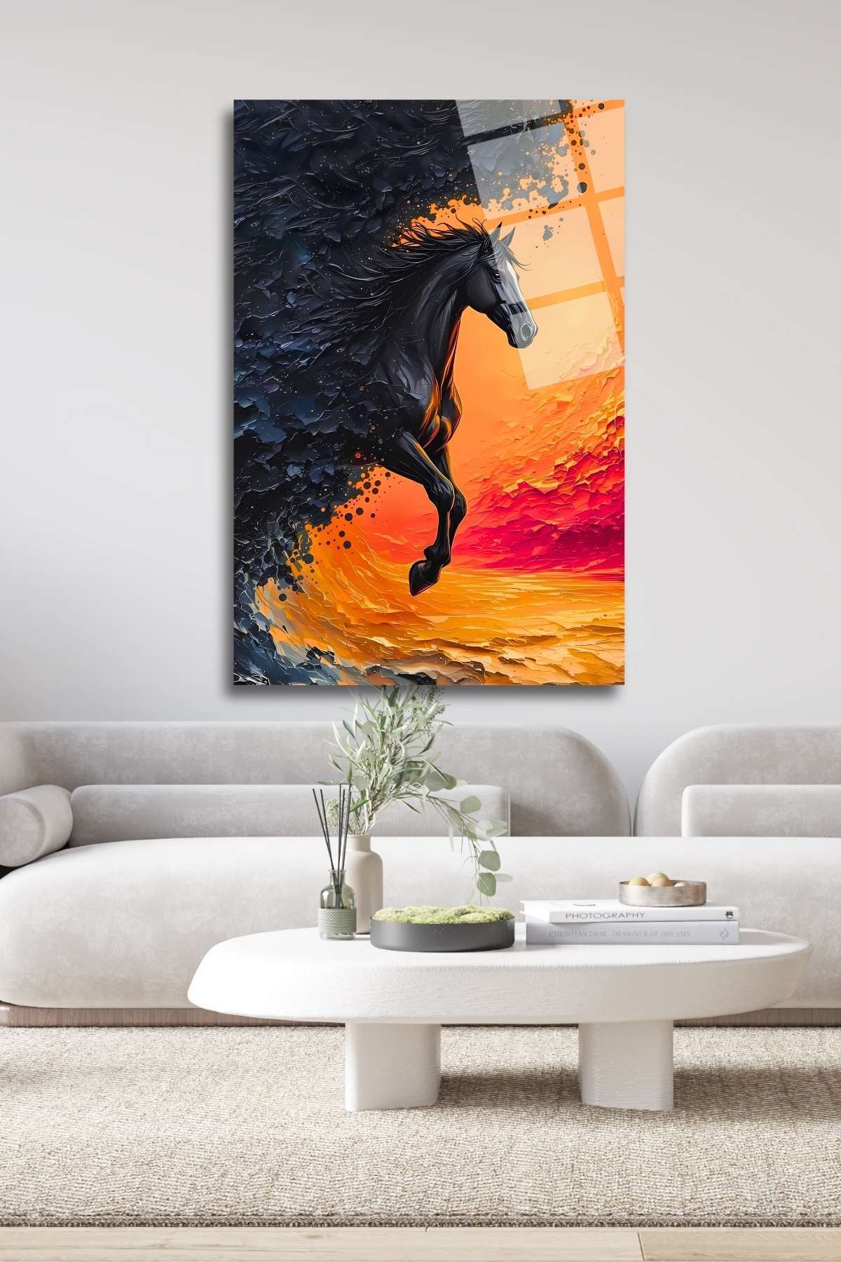 Siyah At Kırılmaya Dayanıklı Cam Tablo 311 - 45 x 65