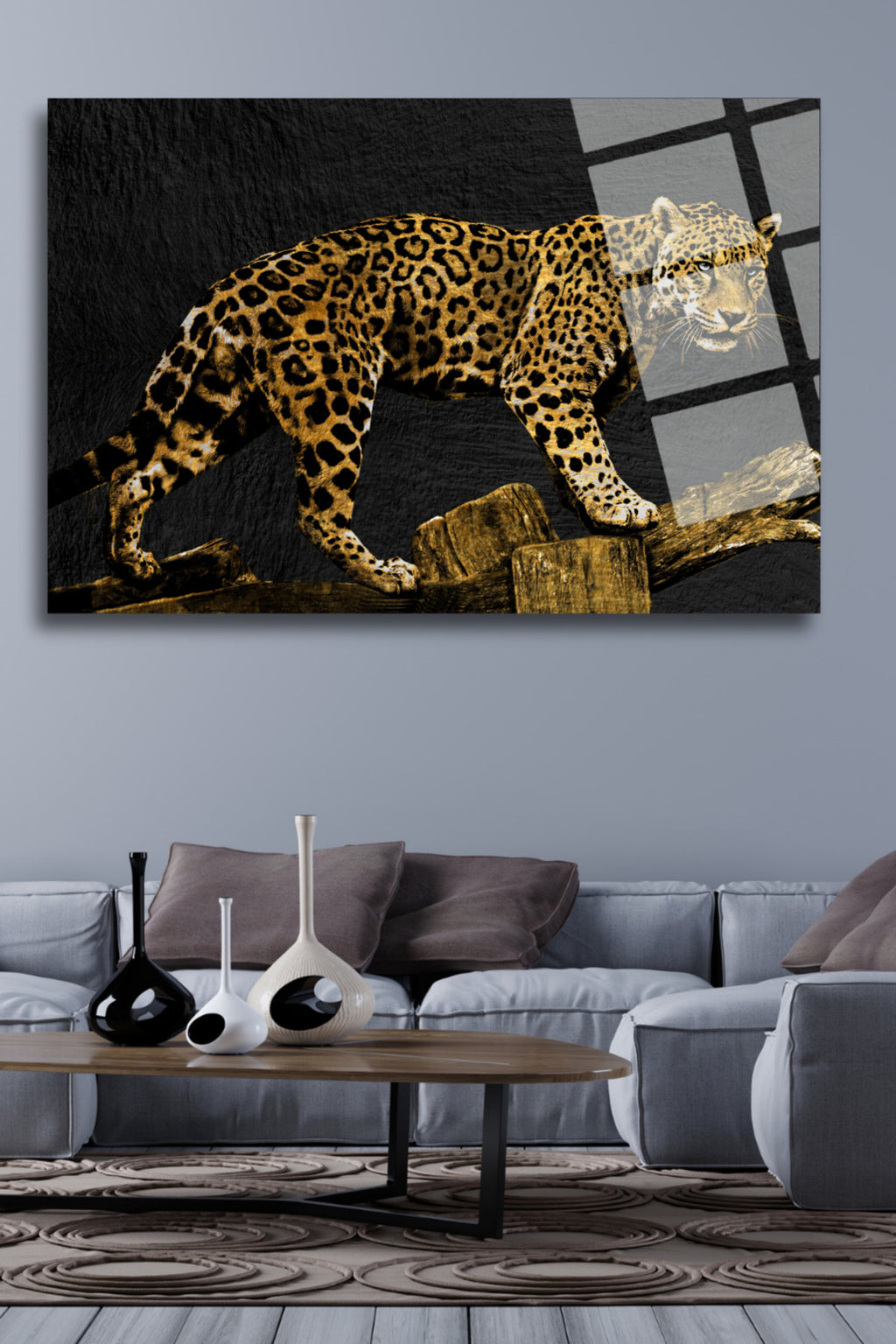 Leopar,  Kırılmaya Dayanıklı, Yüksek Çözünürlüklü Cam Tablo 177 - 45 x 65