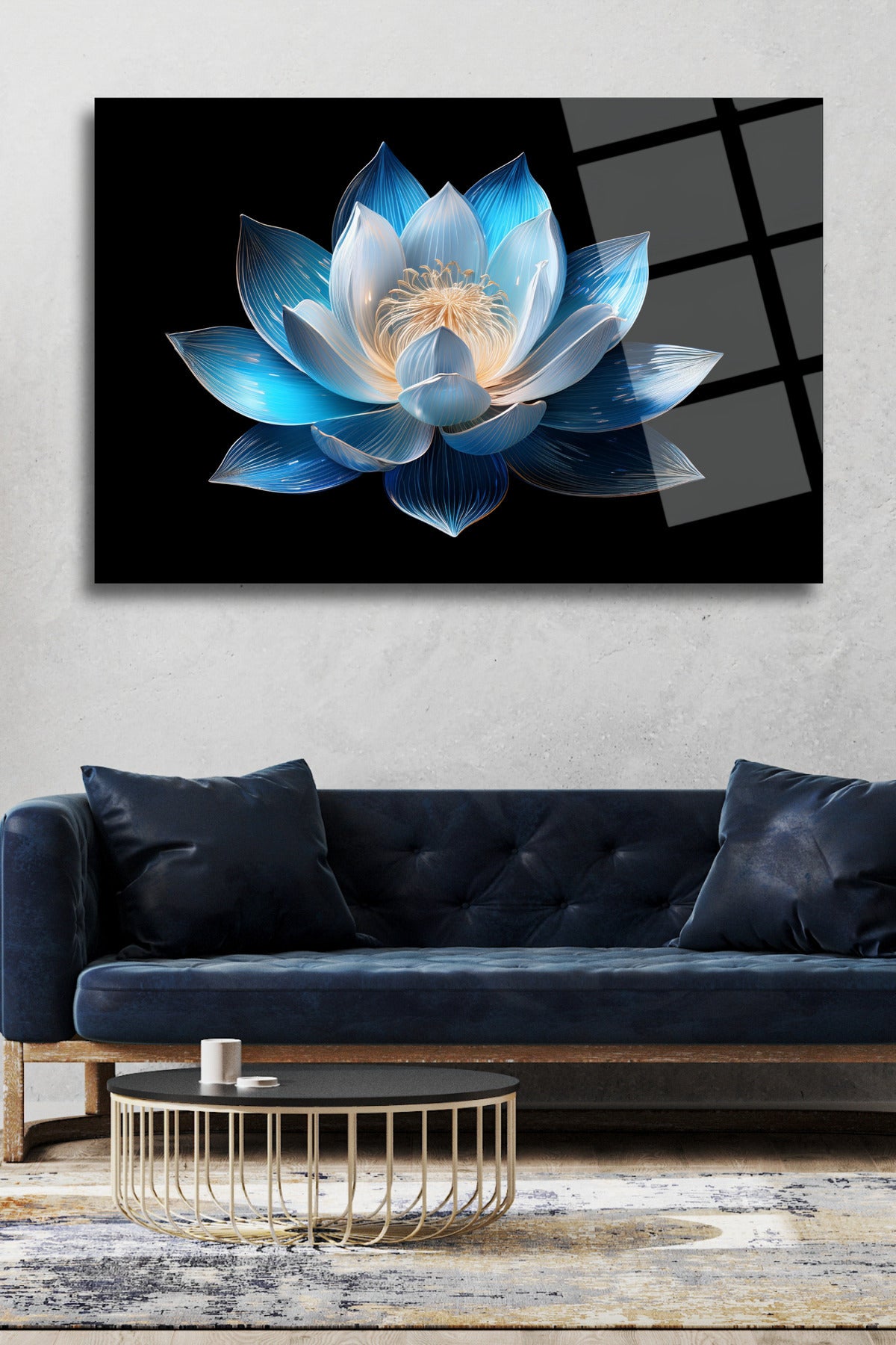 Lotus Çiçeği Cam Tablo 8 - 60 x 90