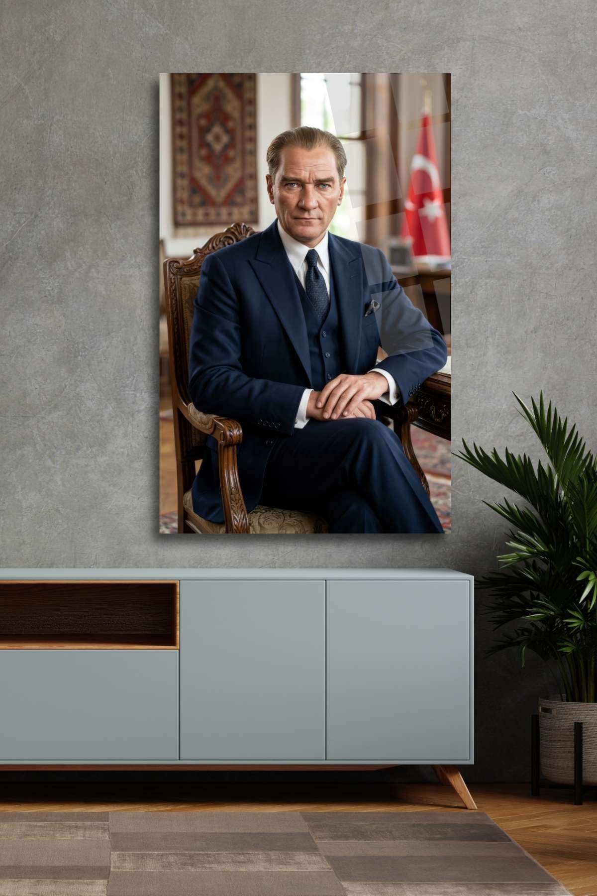 Atatürk Tablosu, Kırılmaya Dayanıklı Cam Tablo 478 - 45 x 65