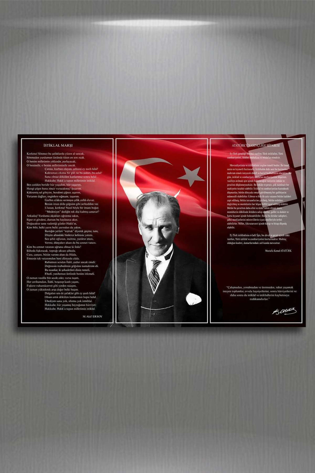 Atatürk, Gençliğe Hitabe, İstiklal Marşı Cam Tablo HMDS0341