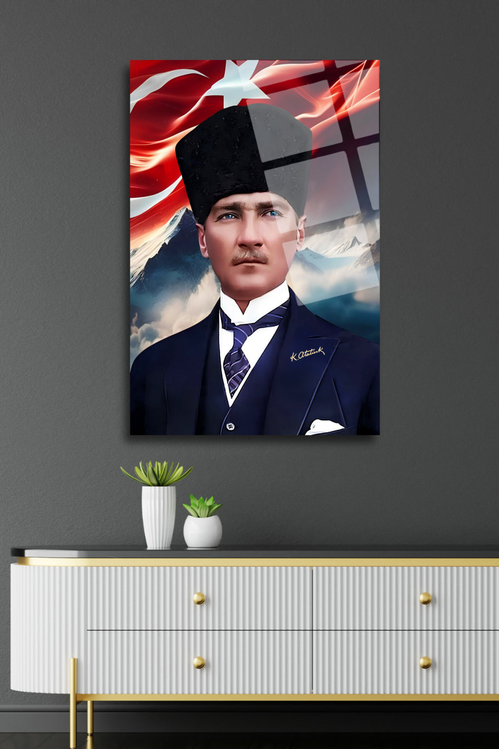 Mustafa Kemal Atatürk Cam Tablo 52 - 45 x 65