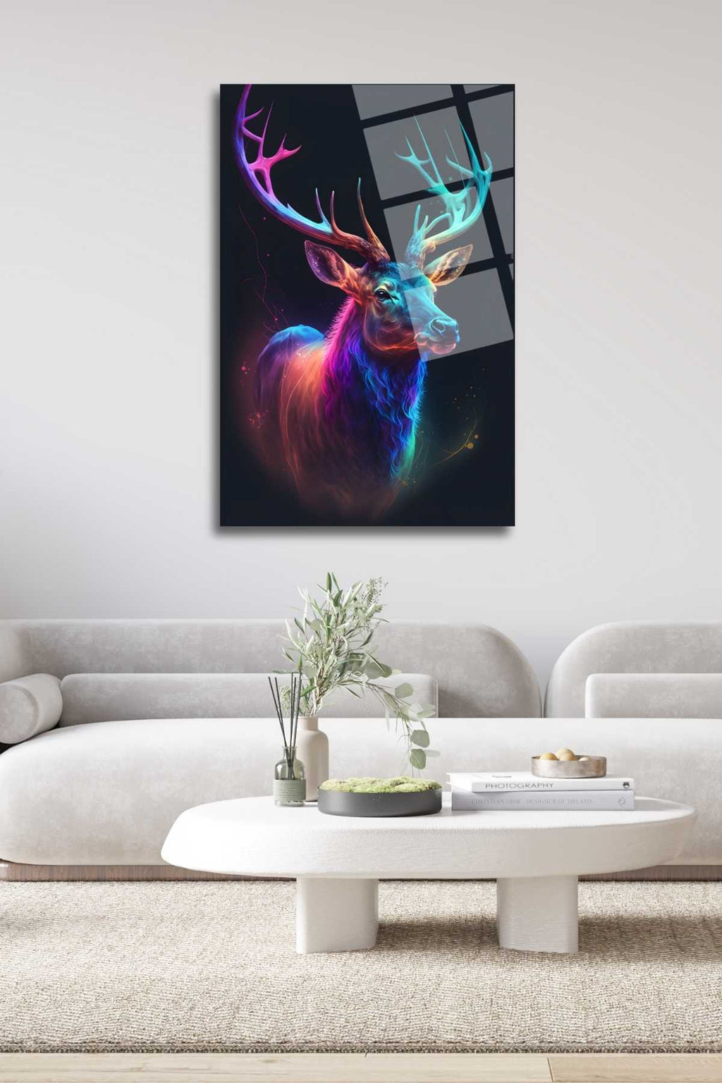 Işık Saçan Geyik Cam Tablo 271 - 60 x 90