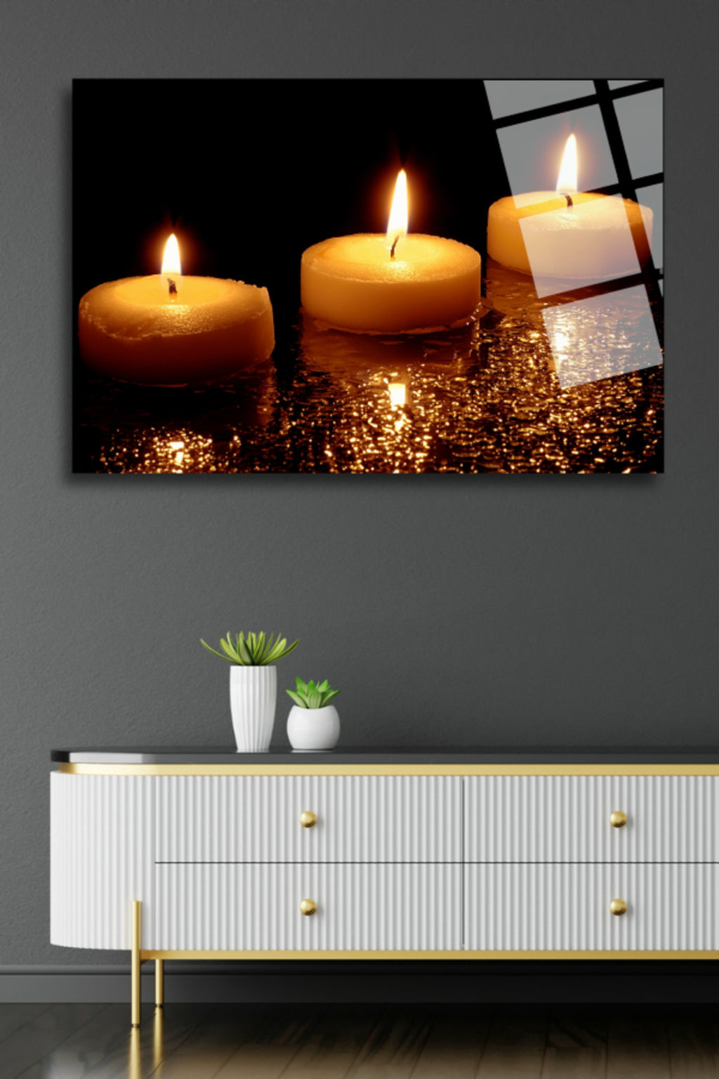 Mum Işıkları , Dayanıklı Cam Tablo 203 - 60 x 90