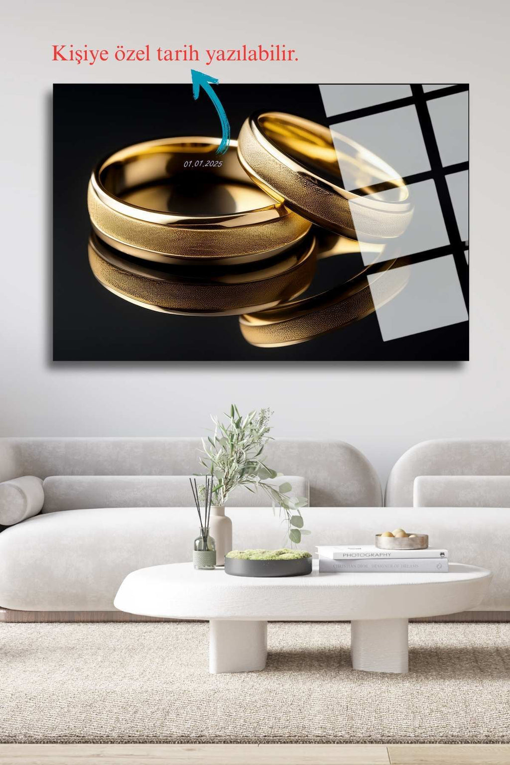 Nikah Yüzüğü, Nişan Yüzüğü, "Sonsuza Kadar", "Forever", Kırılmaya Dayanıklı Cam Tablo 238 - 30 x 45