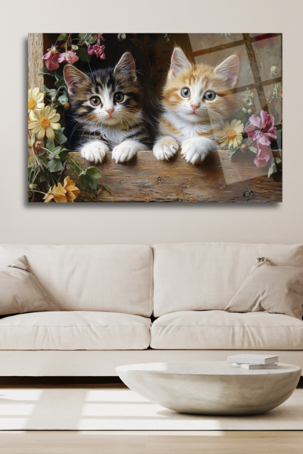 Sevimli Kediler, Cam Tablo 154 - 45 x 65