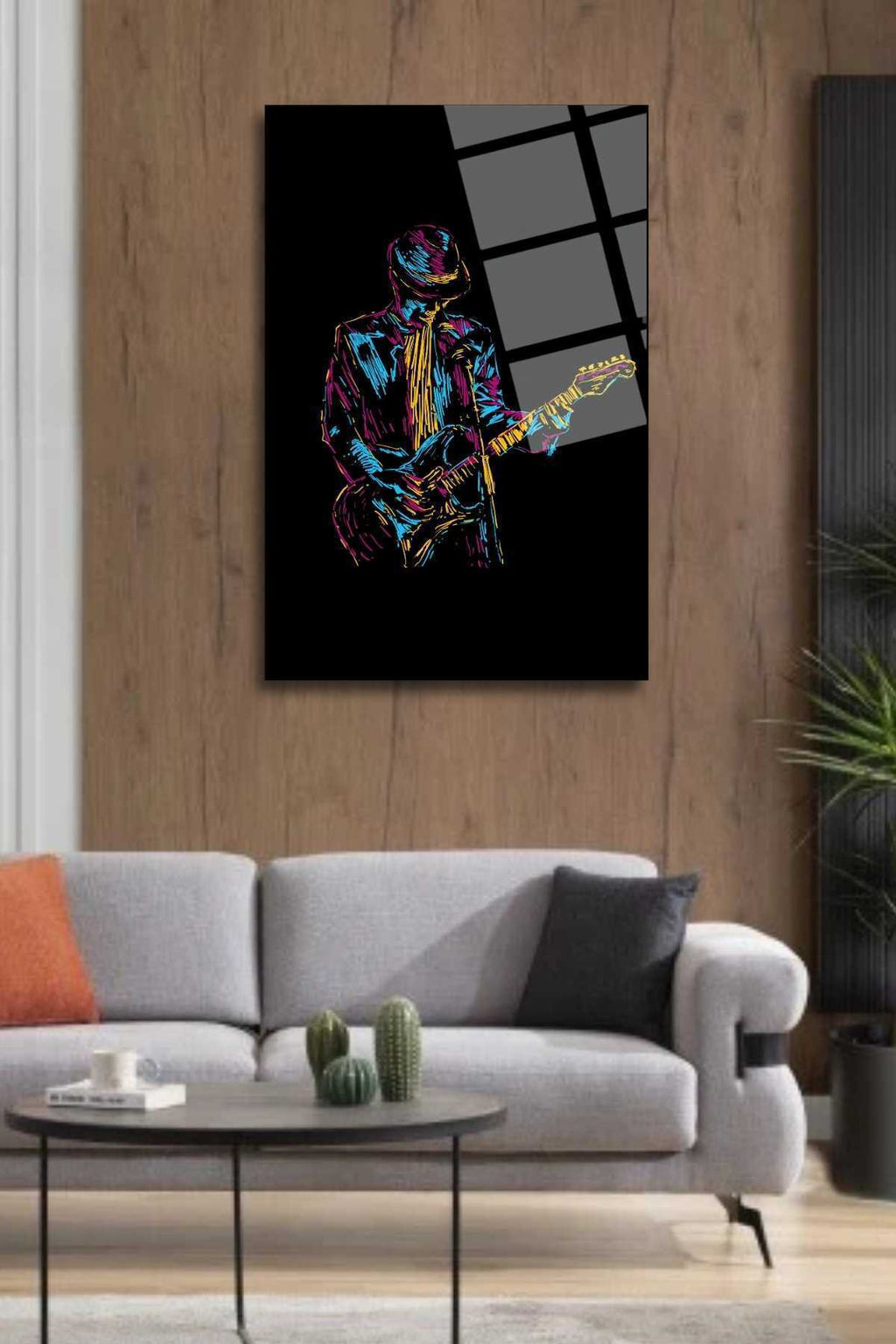 Gitar Çalan Adam Tablosu, Cam Tablo 263 - 60 x 90