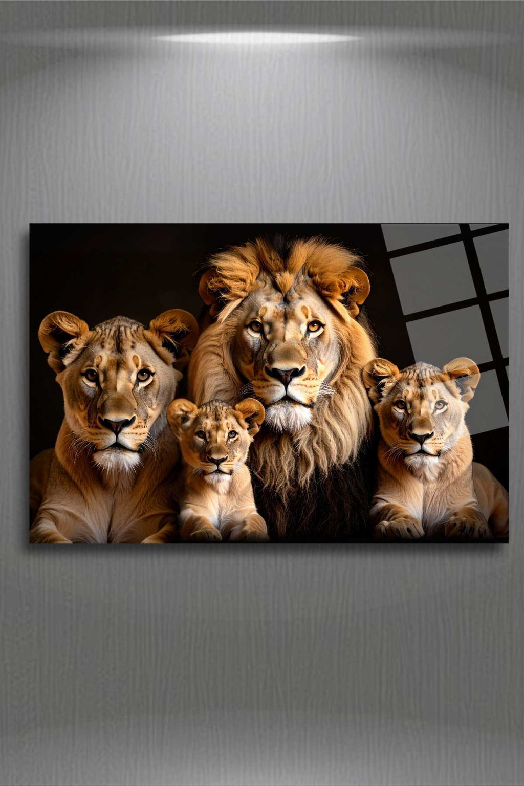 Aslan Ailesi Tablosu, Kırılmaya Dayanıklı Cam Tablo 321 - 30 x 45