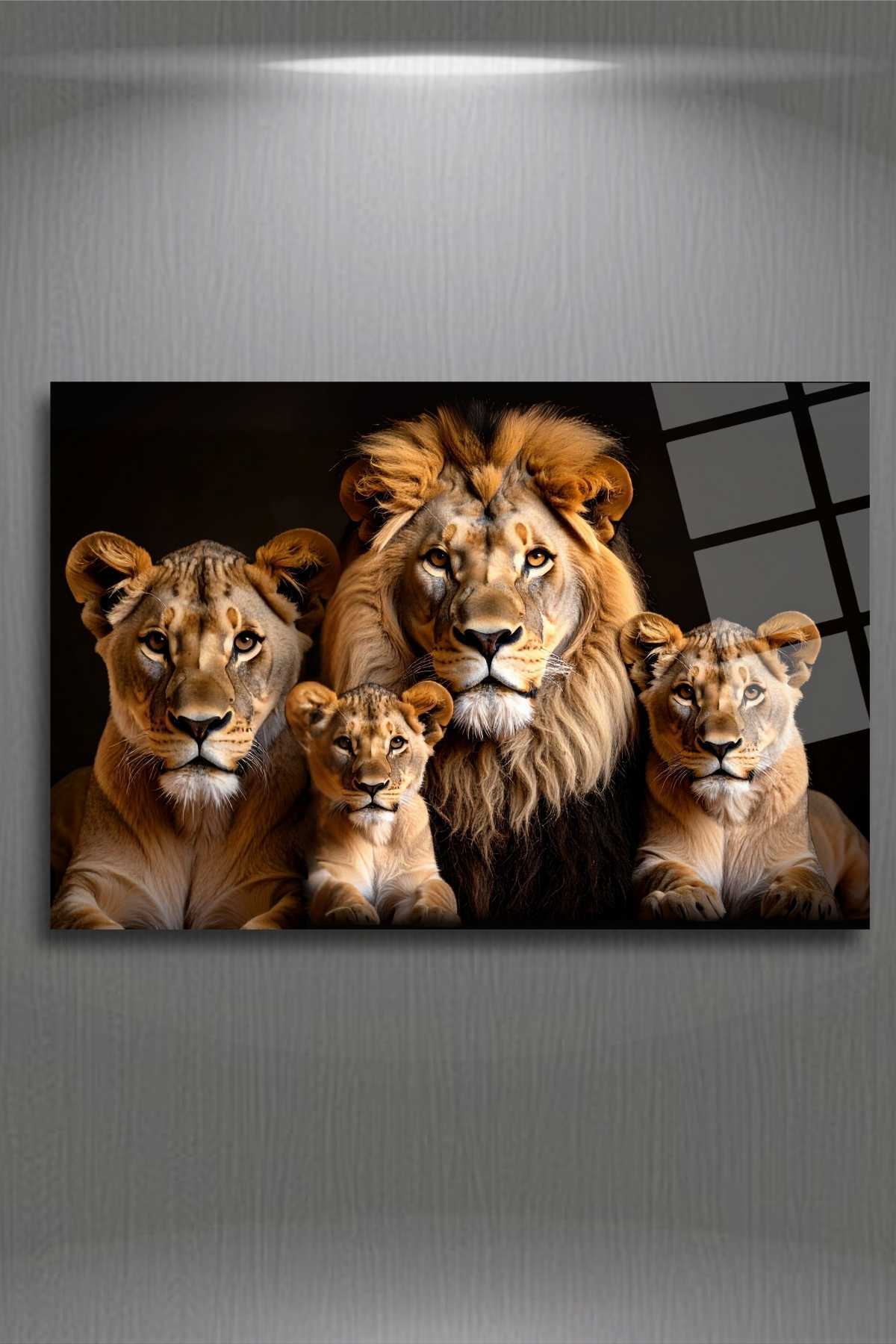 Aslan Ailesi Tablosu, Kırılmaya Dayanıklı Cam Tablo 321 - 30 x 45