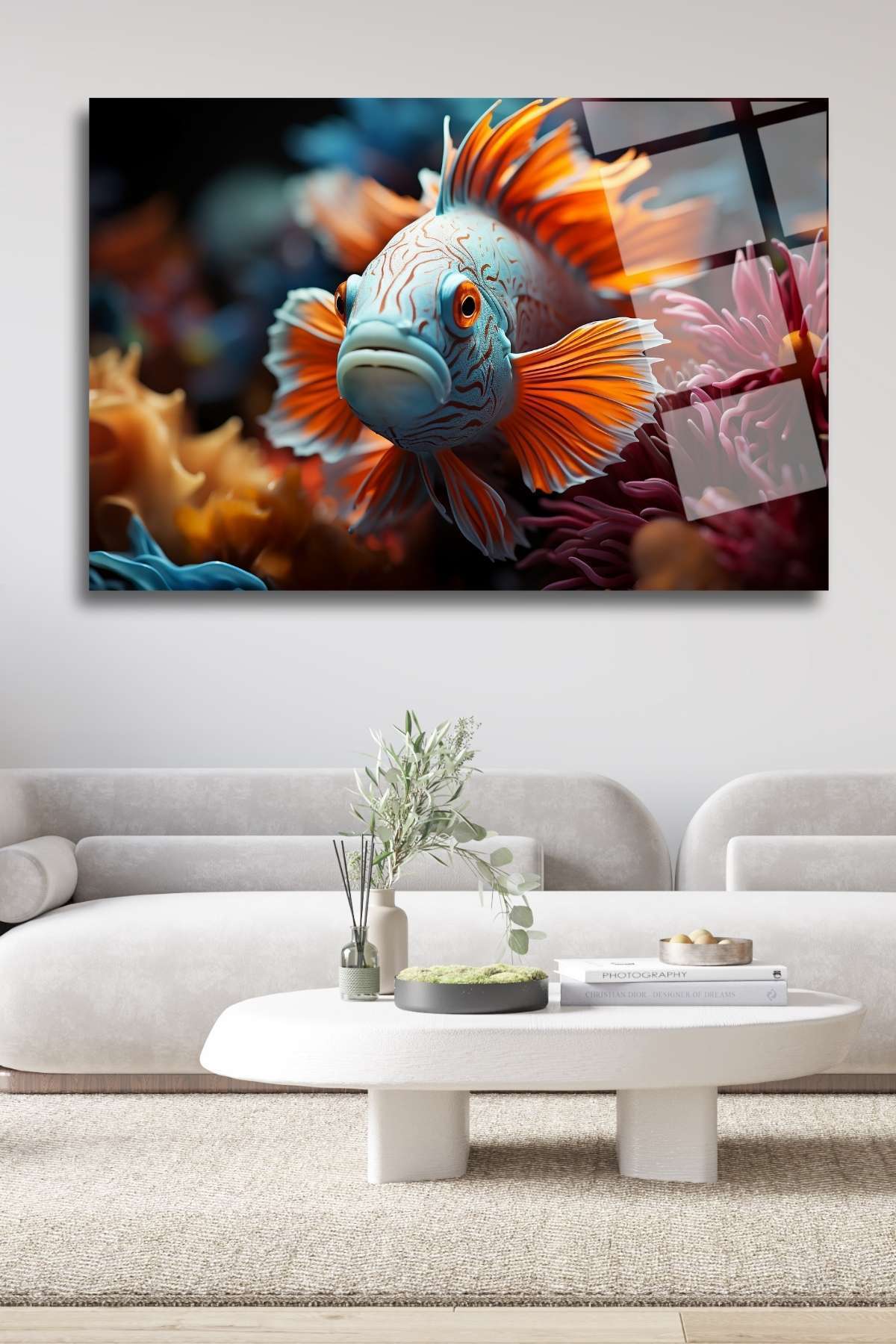 Tropik Balık , Cam Tablo 241 - 45 x 65