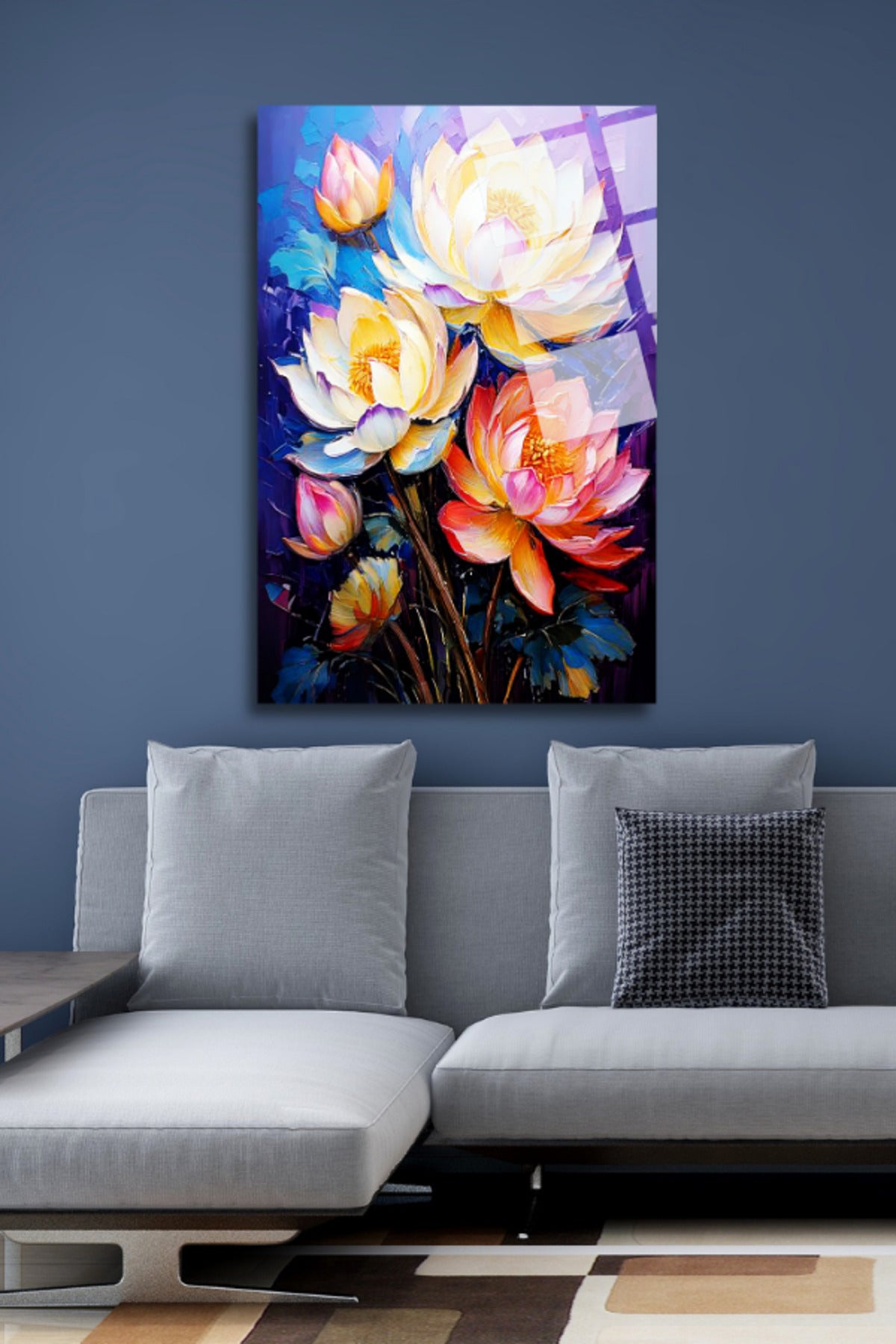 Nilüfer Çiçekleri Kırılmaya Dayanıklı Cam Tablo 212 - 60 x 90
