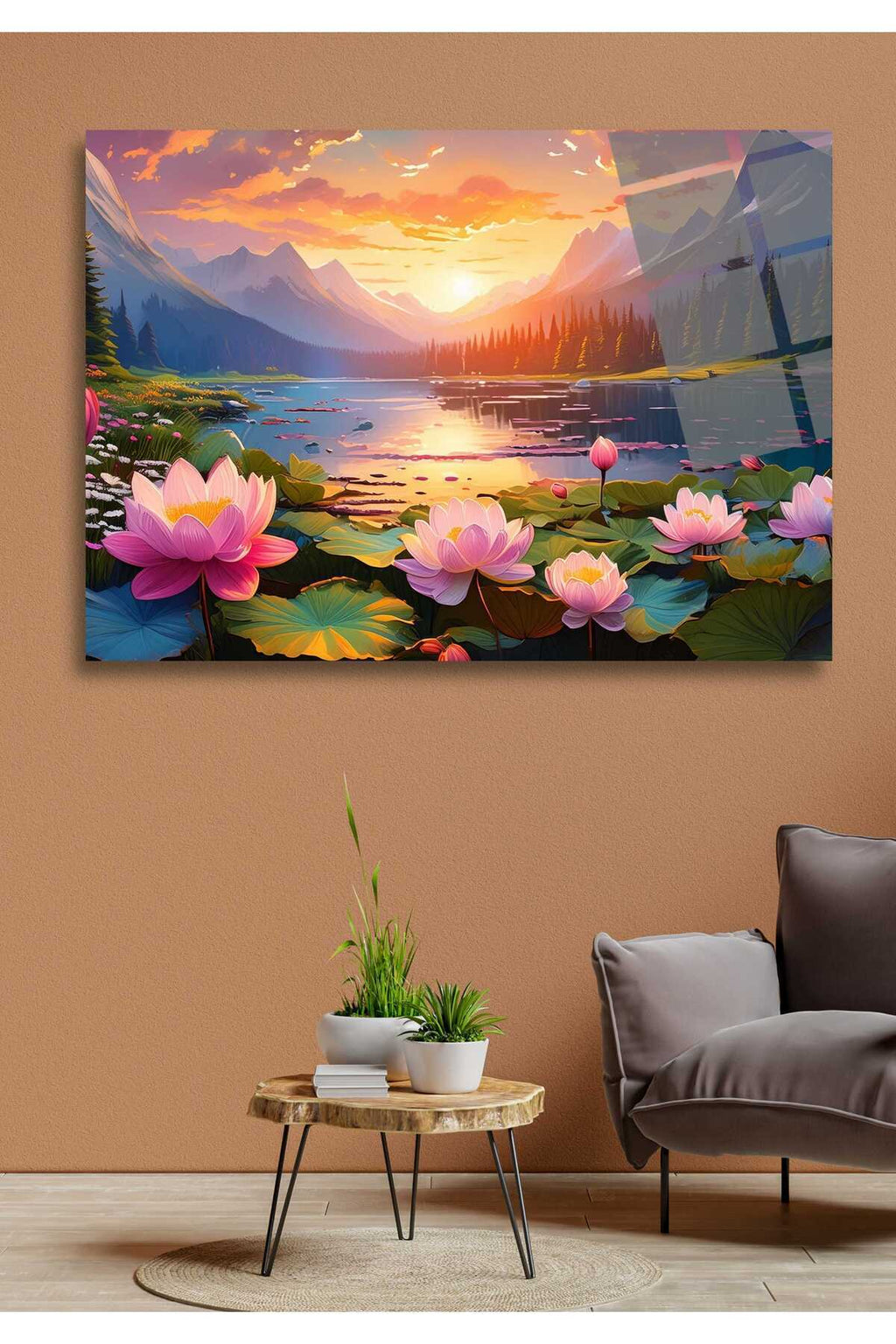 Lotus Çiçeği, Nilüfer Çiçeği, Cam Tablo HMDS0064