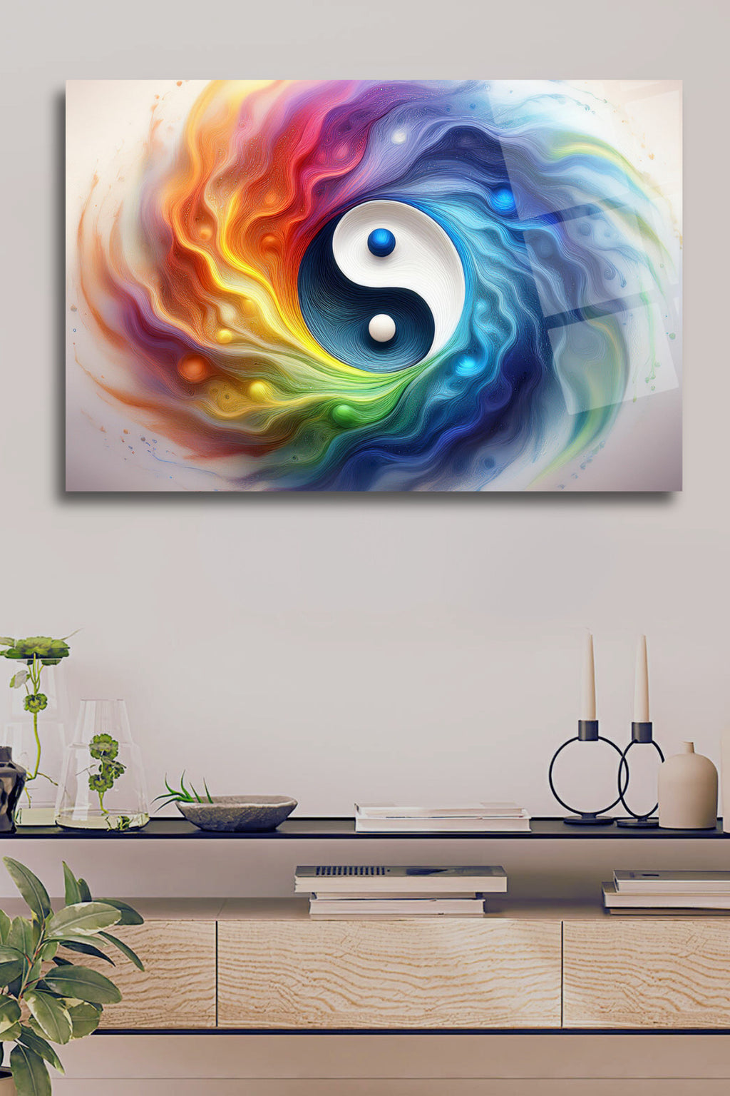 Yin Yang Denge Cam Tablo 120