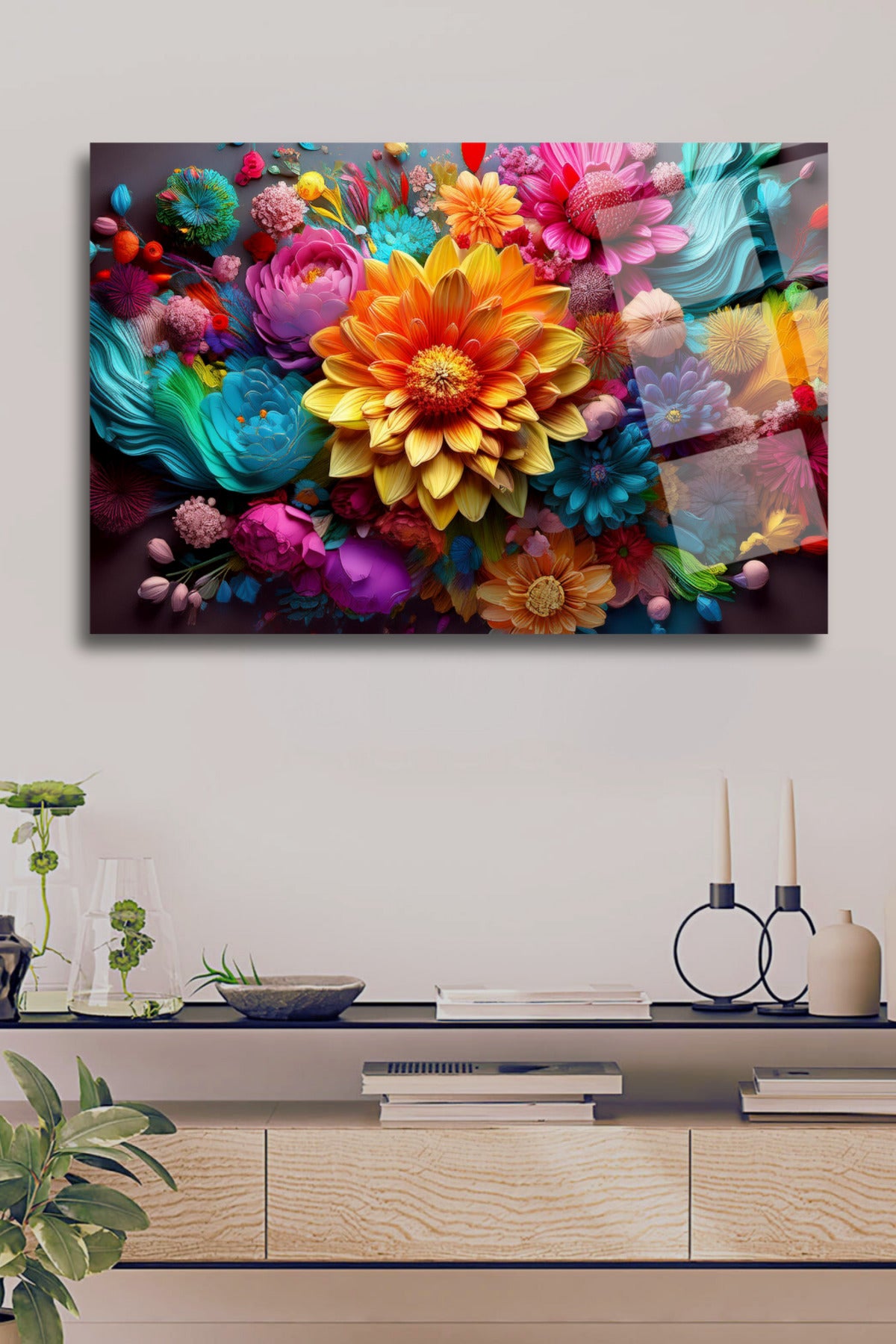 Çiçekler Cam Tablo 118 - 60 x 90