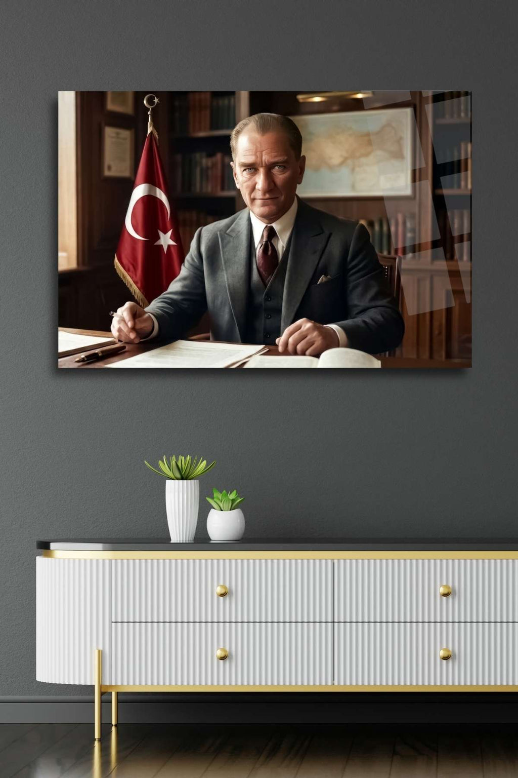 Mustafa Kemal Atatürk Cam Tablo HMDS0479