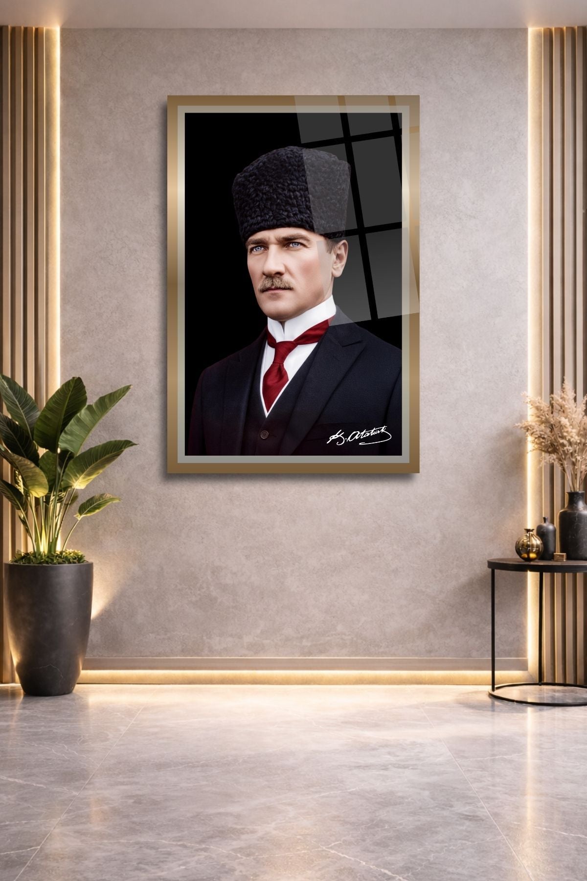 Mustafa Kemal Atatürk Cam Tablo 460 - 45 x 65