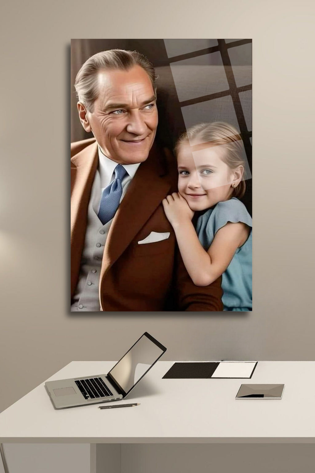 Atatürk ve Çocuk, Cam Tablo 139 - 45 x 65