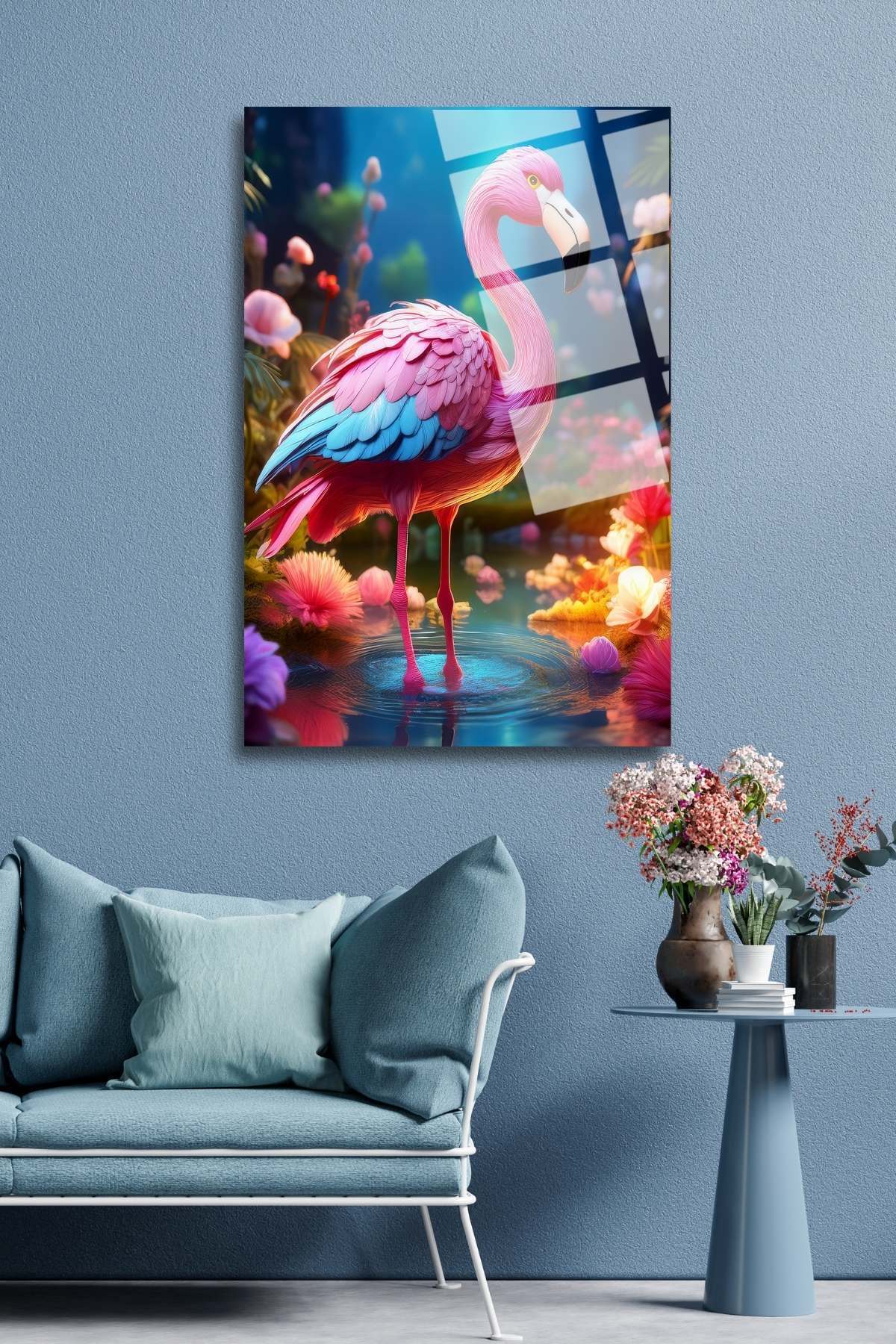 Flamingo Tablosu, Kırılmaya Dayanıklı, Cam Tablo 247 - 45 x 65