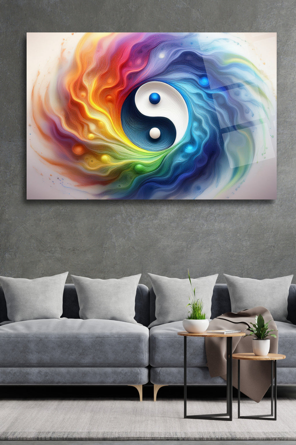 Yin Yang Denge Cam Tablo 120 - 45 x 65