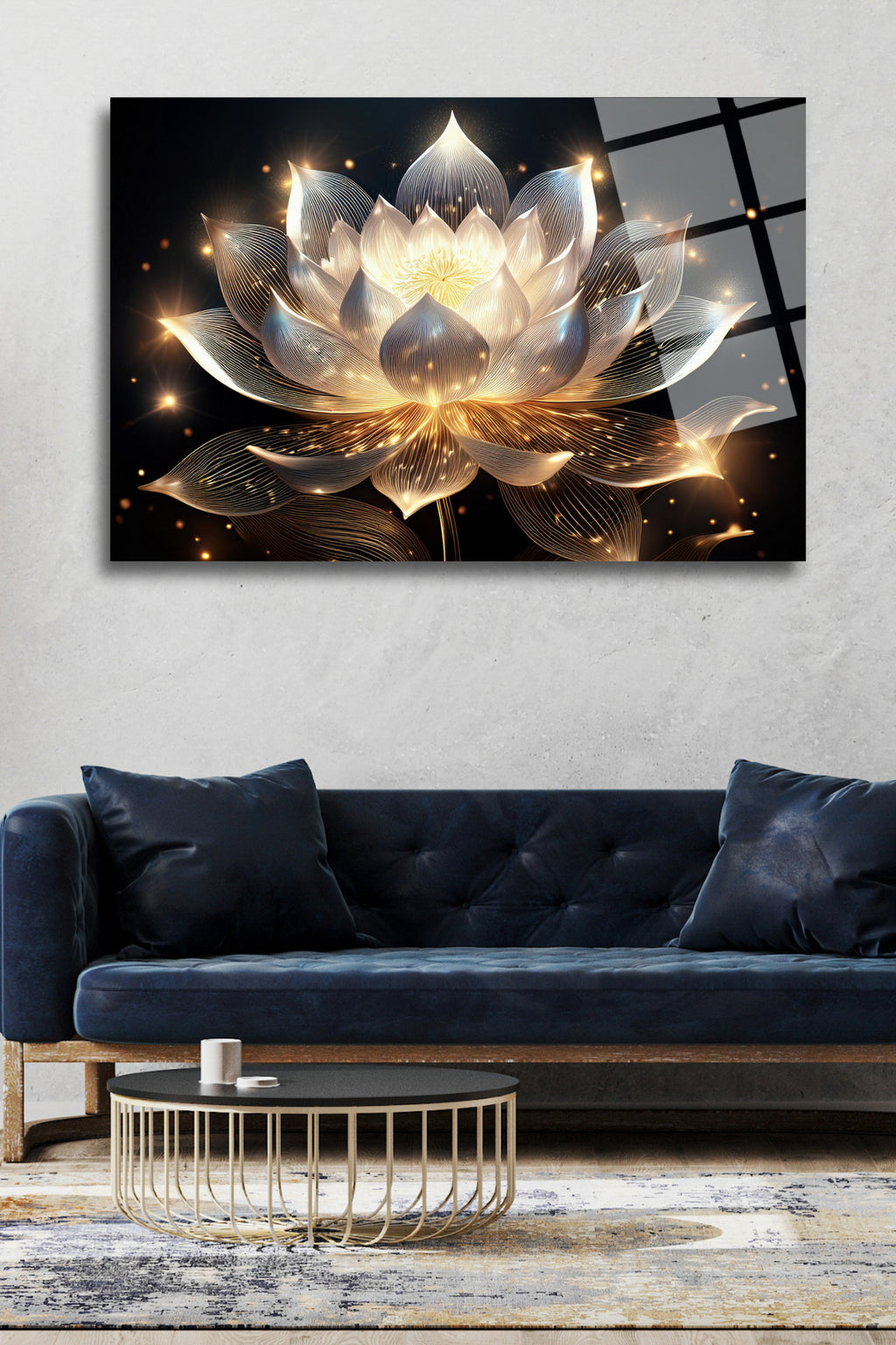 Lotus Çiçeği Cam Tablo 12 - 60 x 90