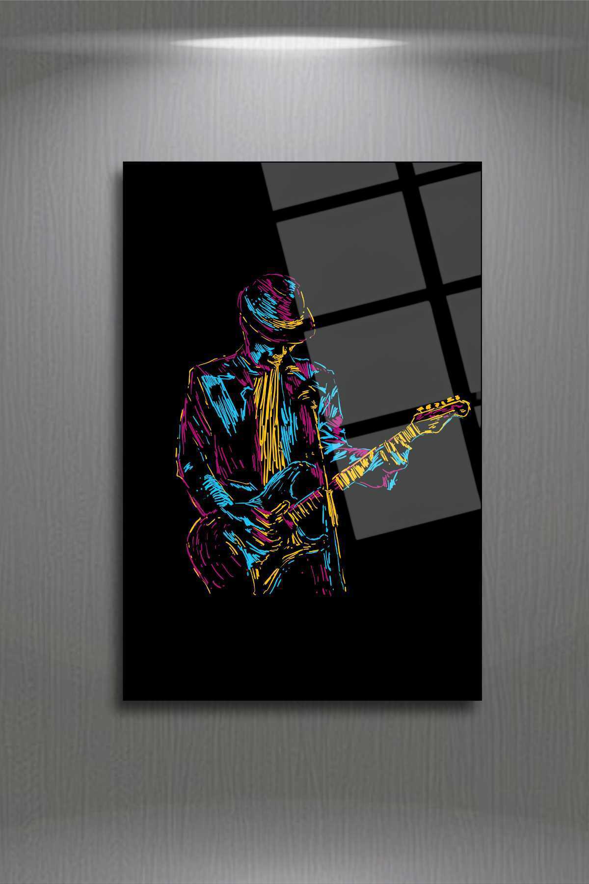 Gitar Çalan Adam Tablosu, Cam Tablo 263 - 30 x 45